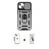 MARSİLYAN™- iPhone 14 Kılıf Ahenk Klasik - Şeffaf Pasifik Cam Ekran Koruyucu + Shine Kamera Lens - GD
