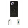 MARSİLYAN™- iPhone 14 Kılıf Ahenk Klasik - Şeffaf Pasifik Cam Ekran Koruyucu + Shine Kamera Lens - GD