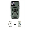 MARSİLYAN™- iPhone 14 Kılıf Ahenk Klasik - Şeffaf Pasifik Cam Ekran Koruyucu + Shine Kamera Lens - GD