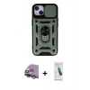MARSİLYAN™- iPhone 14 Kılıf Ahenk Klasik - Şeffaf Pasifik Cam Ekran Koruyucu + Raze Metal Kamera Lens - GS