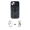 MARSİLYAN™- iPhone 14 Kılıf Ahenk Klasik - Şeffaf Pasifik Cam Ekran Koruyucu + Shine Kamera Lens - GS