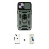 MARSİLYAN™- iPhone 14 Kılıf Ahenk Klasik - Şeffaf Pasifik Cam Ekran Koruyucu + Shine Kamera Lens - GS