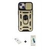 MARSİLYAN™- iPhone 14 Kılıf Ahenk Klasik - Şeffaf Pasifik Cam Ekran Koruyucu + Diamond Kamera Lens - KI