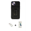 MARSİLYAN™- iPhone 14 Kılıf Ahenk Klasik - Şeffaf Pasifik Cam Ekran Koruyucu + Diamond Kamera Lens - KI