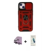 MARSİLYAN™- iPhone 14 Kılıf Ahenk Klasik - Şeffaf Pasifik Cam Ekran Koruyucu + Raze Metal Kamera Lens - MR
