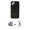 MARSİLYAN™- iPhone 14 Kılıf Ahenk Klasik - Şeffaf Pasifik Cam Ekran Koruyucu + Raze Metal Kamera Lens - MR
