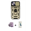 MARSİLYAN™- iPhone 14 Kılıf Ahenk Klasik - Şeffaf Pasifik Cam Ekran Koruyucu + Raze Metal Kamera Lens - MR
