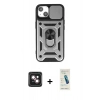 MARSİLYAN™- iPhone 14 Kılıf Ahenk Klasik - Şeffaf Pasifik Cam Ekran Koruyucu + PVD Metal Kamera Lens - PE