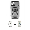 MARSİLYAN™- iPhone 14 Kılıf Ahenk Klasik - Şeffaf Pasifik Cam Ekran Koruyucu + Shine Kamera Lens - GI