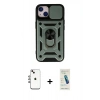 MARSİLYAN™- iPhone 14 Kılıf Ahenk Klasik - Şeffaf Pasifik Cam Ekran Koruyucu + Shine Kamera Lens - GI