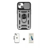 MARSİLYAN™- iPhone 14 Kılıf Ahenk Klasik - Şeffaf Pasifik Cam Ekran Koruyucu + Shine Kamera Lens - GS
