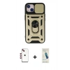 MARSİLYAN™- iPhone 14 Kılıf Ahenk Klasik - Şeffaf Pasifik Cam Ekran Koruyucu + Shine Kamera Lens - KI