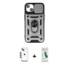 MARSİLYAN™- iPhone 14 Kılıf Ahenk Klasik - Şeffaf Pasifik Cam Ekran Koruyucu + Shine Kamera Lens - KI