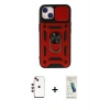 MARSİLYAN™- iPhone 14 Kılıf Ahenk Klasik - Şeffaf Pasifik Cam Ekran Koruyucu + Shine Kamera Lens - KI