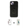 MARSİLYAN™- iPhone 14 Kılıf Ahenk Klasik - Şeffaf Pasifik Cam Ekran Koruyucu + Shine Kamera Lens - KI