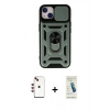 MARSİLYAN™- iPhone 14 Kılıf Ahenk Klasik - Şeffaf Pasifik Cam Ekran Koruyucu + Shine Kamera Lens - KI