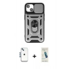 MARSİLYAN™- iPhone 14 Kılıf Ahenk Klasik - Şeffaf Pasifik Cam Ekran Koruyucu + Shine Kamera Lens - MI