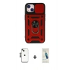 MARSİLYAN™- iPhone 14 Kılıf Ahenk Klasik - Şeffaf Pasifik Cam Ekran Koruyucu + Shine Kamera Lens - SH