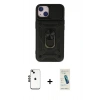 MARSİLYAN™- iPhone 14 Kılıf Ahenk Klasik - Şeffaf Pasifik Cam Ekran Koruyucu + Shine Kamera Lens - SH