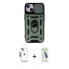 MARSİLYAN™- iPhone 14 Kılıf Ahenk Klasik - Şeffaf Pasifik Cam Ekran Koruyucu + Shine Kamera Lens - SH