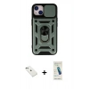 MARSİLYAN™- iPhone 14 Kılıf Ahenk Klasik - Şeffaf Pasifik Cam Ekran Koruyucu + Diamond Kamera Lens - YL