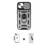 MARSİLYAN™- iPhone 14 Kılıf Ahenk Klasik - Şeffaf Pasifik Cam Ekran Koruyucu + Shine Kamera Lens - YL