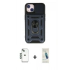 MARSİLYAN™- iPhone 14 Kılıf Ahenk Klasik - Şeffaf Pasifik Cam Ekran Koruyucu + Shine Kamera Lens - YL