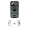 MARSİLYAN™- iPhone 14 Kılıf Ahenk Klasik - Şeffaf Pasifik Cam Ekran Koruyucu + Shine Kamera Lens - YL