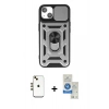 MARSİLYAN™- iPhone 14 Kılıf Ahenk Klasik - Şeffaf Royal Nano Ekran Koruyucu + Shine Kamera Lens - GD