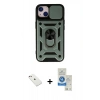 MARSİLYAN™- iPhone 14 Kılıf Ahenk Klasik - Şeffaf Royal Nano Ekran Koruyucu + Diamond Kamera Lens - PE