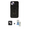 MARSİLYAN™- iPhone 14 Kılıf Ahenk Klasik - Şeffaf Royal Nano Ekran Koruyucu + PVD Metal Kamera Lens - PE