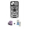 MARSİLYAN™- iPhone 14 Kılıf Ahenk Klasik - Şeffaf Royal Nano Ekran Koruyucu + Raze Metal Kamera Lens - SH