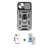 MARSİLYAN™- iPhone 14 Kılıf Ahenk Klasik - Şeffaf Royal Nano Ekran Koruyucu + Shine Kamera Lens - YL