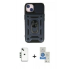 MARSİLYAN™- iPhone 14 Kılıf Ahenk Klasik - Şeffaf Royal Nano Ekran Koruyucu + Shine Kamera Lens - YL