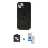 MARSİLYAN™- iPhone 14 Kılıf Ahenk Klasik - Şeffaf Royal Nano Ekran Koruyucu + PVD Metal Kamera Lens - SH