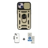 MARSİLYAN™- iPhone 14 Kılıf Ahenk Klasik - Şeffaf Royal Nano Ekran Koruyucu + Shine Kamera Lens - SH