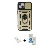 MARSİLYAN™- iPhone 14 Kılıf Ahenk Klasik - Şeffaf Royal Nano Ekran Koruyucu + Diamond Kamera Lens - YL