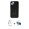 MARSİLYAN™- iPhone 14 Kılıf Ahenk Klasik - Siyah 3D Antistatik Cam Ekran Koruyucu + Shine Kamera Lens - GS