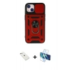 MARSİLYAN™- iPhone 14 Kılıf Ahenk Klasik - Siyah 3D Antistatik Cam Ekran Koruyucu + Diamond Kamera Lens - PE