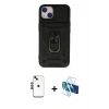 MARSİLYAN™- iPhone 14 Kılıf Ahenk Klasik - Siyah 3D Antistatik Cam Ekran Koruyucu + Shine Kamera Lens - SH