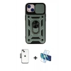 MARSİLYAN™- iPhone 14 Kılıf Ahenk Klasik - Siyah 3D Antistatik Cam Ekran Koruyucu + Shine Kamera Lens - SH