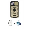 MARSİLYAN™- iPhone 14 Kılıf Ahenk Klasik - Siyah 3D Antistatik Cam Ekran Koruyucu + Shine Kamera Lens - SH