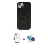 MARSİLYAN™- iPhone 14 Kılıf Ahenk Klasik - Siyah 3D Antistatik Cam Ekran Koruyucu + Shine Kamera Lens - YL
