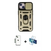 MARSİLYAN™- iPhone 14 Kılıf Ahenk Klasik - Siyah 3D Antistatik Cam Ekran Koruyucu + Shine Kamera Lens - YL