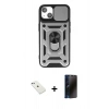 MARSİLYAN™- iPhone 14 Kılıf Ahenk Klasik - Siyah 3D Antistatik Hayalet Cam Ekran Koruyucu + Diamond Kamera Lens - SABE