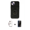 MARSİLYAN™- iPhone 14 Kılıf Ahenk Klasik - Siyah 3D Antistatik Hayalet Cam Ekran Koruyucu + Shine Kamera Lens - KI