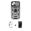 MARSİLYAN™- iPhone 14 Kılıf Ahenk Klasik - Siyah 3D Antistatik Hayalet Cam Ekran Koruyucu + Shine Kamera Lens - KI
