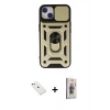 MARSİLYAN™- iPhone 14 Kılıf Ahenk Klasik - Siyah Bilvis 3D Cam Ekran Koruyucu + Diamond Kamera Lens - SABE