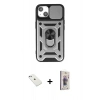 MARSİLYAN™- iPhone 14 Kılıf Ahenk Klasik - Siyah Bilvis 3D Cam Ekran Koruyucu + Diamond Kamera Lens - SABE
