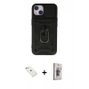 MARSİLYAN™- iPhone 14 Kılıf Ahenk Klasik - Siyah Bilvis 3D Cam Ekran Koruyucu + Diamond Kamera Lens - SABE